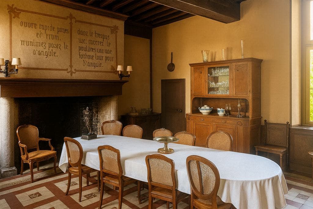 La salle à manger et sa grande table